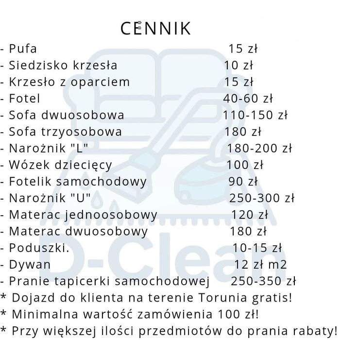 Pranie tapicerki meblowej, samochodowej, wózków dziecięcych, dywanów i