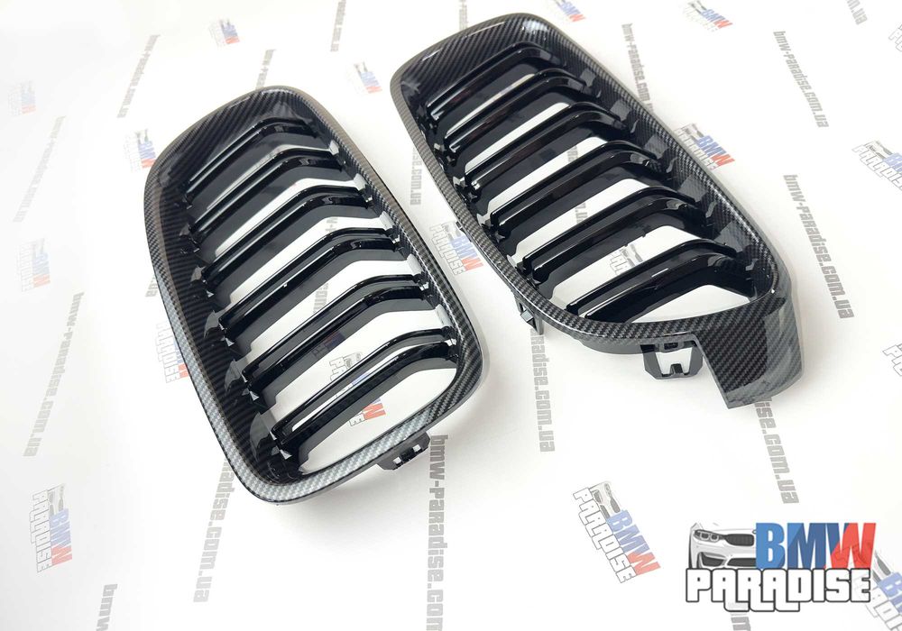 УЦЕНКА! Двойная решетка радиатора БМВ Ф30 карбон М-стиль