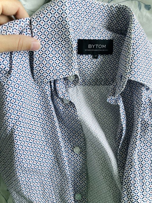 Męska Elegancka Koszula Bytom 37 Długi Rękaw Kołnierzyk