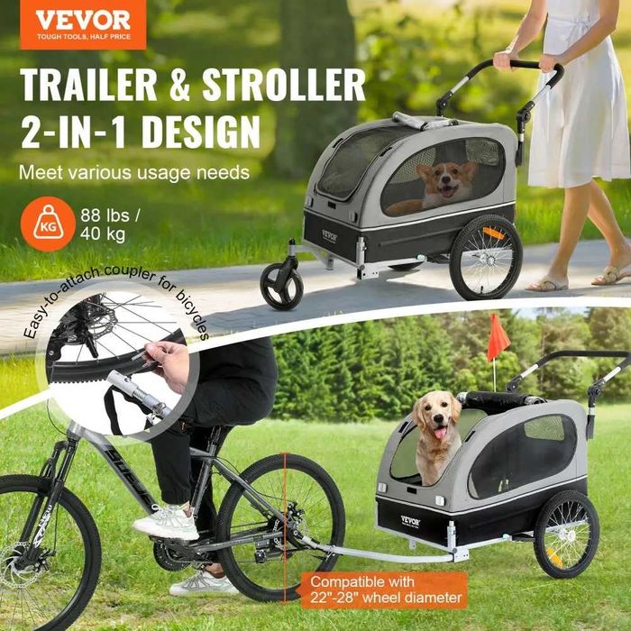 Reboque de bicicleta para cães VEVOR - Baixa de Preço