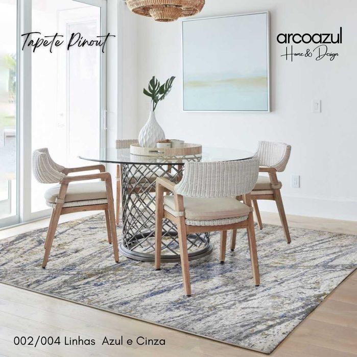 Tapete Pinout Cinza e Azul - 160x230cm By Arcoazul