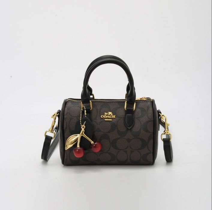 Жіноча сумка Coach Micro Rowan Satchel Crossbody Bag with Cherry Charm | Сумка Коач рован стечл