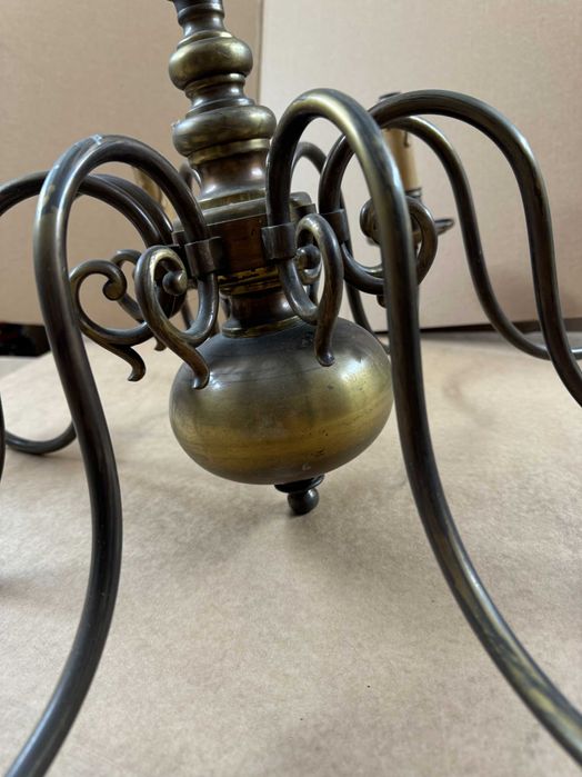 Lampa Żyrandol mosiężny retro 8 ramienny