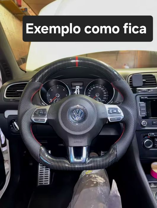 Volante de Fibra de Carbono e Couro Nappa para Volkswagen