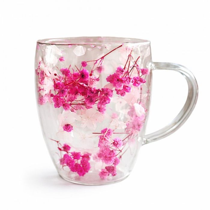 Szklanka Termiczna z Kwiatami w Środku Hortensje Gipsówka 300ml SZK149