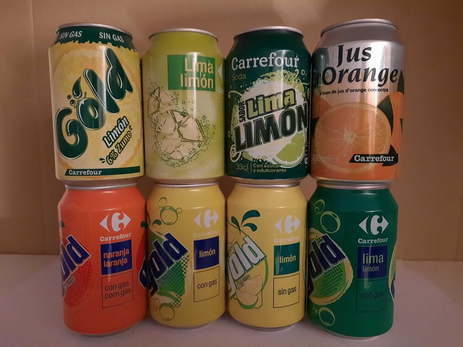 Lote de 110 latas de bebidas diversas - Carrefour, DIA