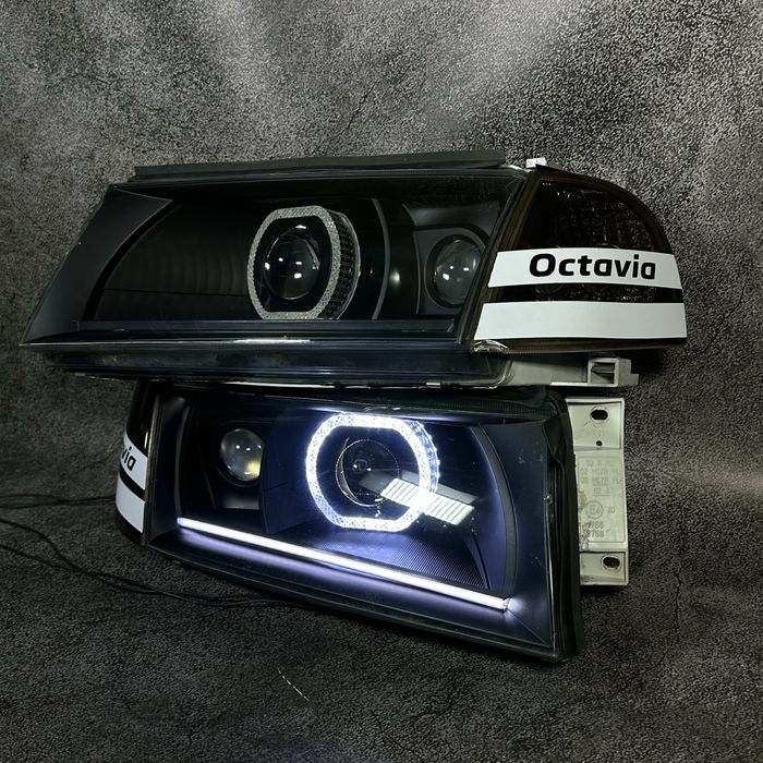 Фари Skoda Octavia Tour 2000-2010 Bi-led, ДХО, глазки, антихром