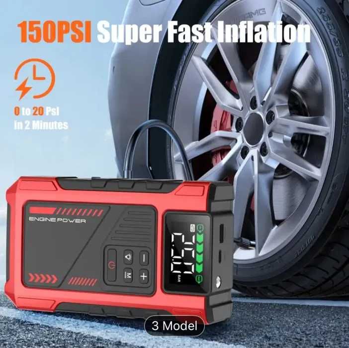 Nowy booster rozruchowy 6000A z kompresorem