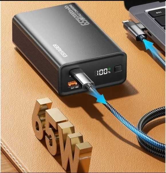 Essager 20000mAh 65W PD 3.0 QC 4.0 для ноутбука, планшета та iPhone