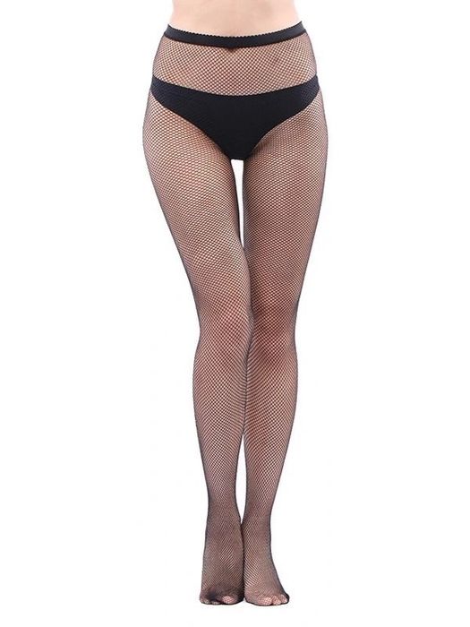 Seksowne rajstopy gładkie siatkowe kabaretki małe oczka S czarne
