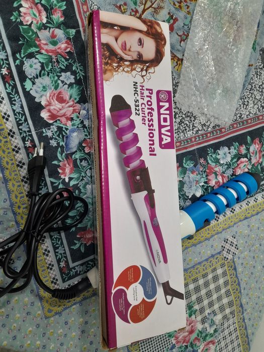 Enrolador de cabelo azul e branco, nova