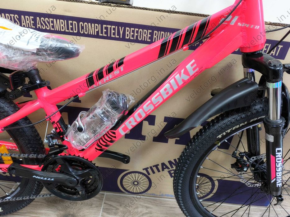 Акція! НОВИЙ Алюмінієвий велосипед CrossBike Everest 24-26 Підлітковий, трансмісія SHIMANO, 21 швидкість, дискові гальма, легкий і надійний