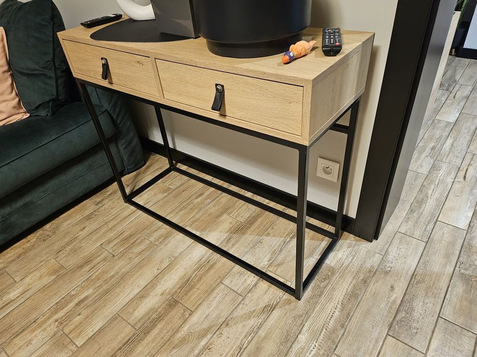 Konsola + szafka RTV meble- ADERA LOFT na metalowych nogach, MDF