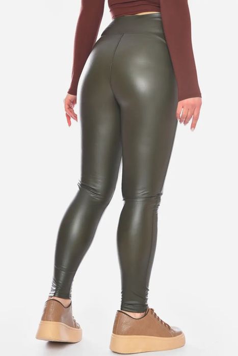 НОВІ Легінси, лосини екошкіра темно-зелені