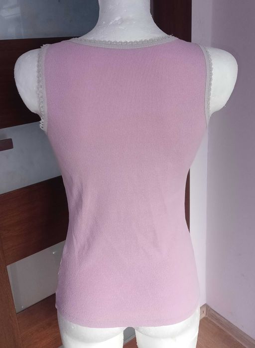 Prążkowana bluzka top prążki różowa bokserka lato Esilla casual basic