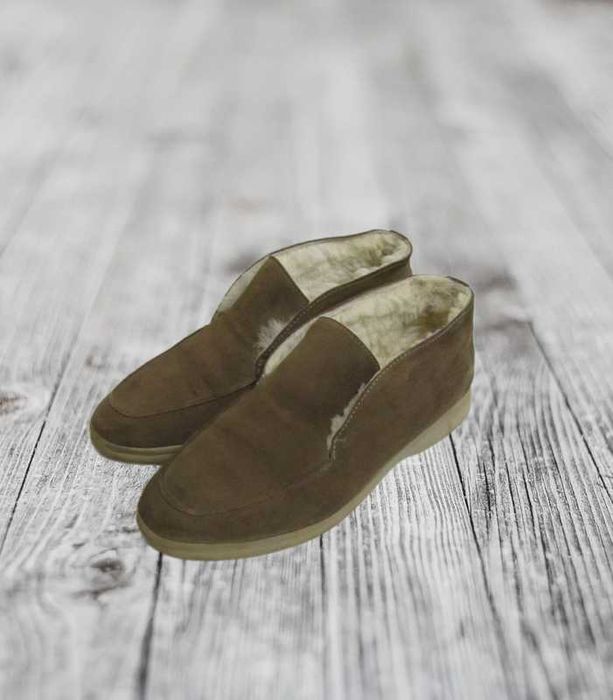 Замшевые лоферы полуботинки на меху р.36