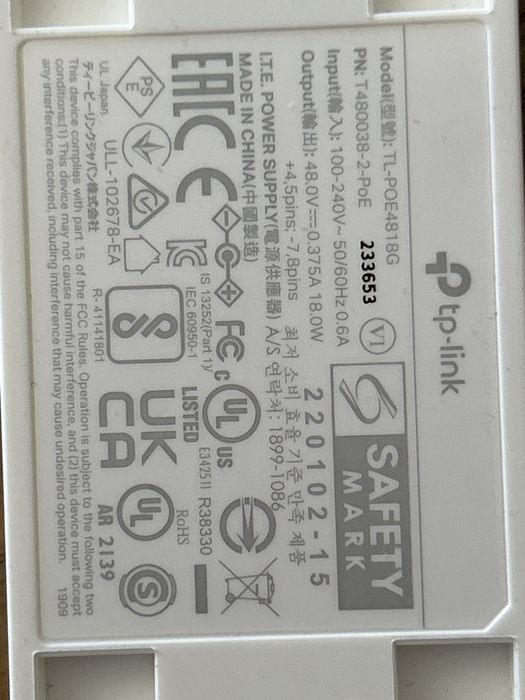 Tp-link 48V POE internet hotspot powerline
