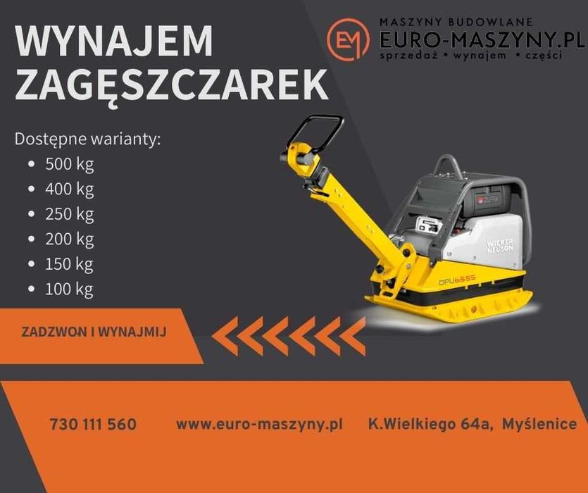 Wynajem zagęszczarki ! Wypożyczalnia!