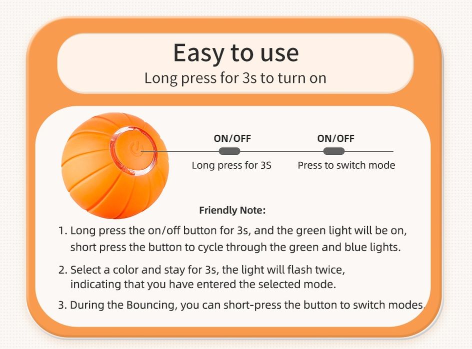Розумний інтерактивний м'ячик для котів Rojeco Smart Bouncing Ball