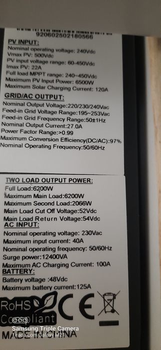 Vendo Inversor Hibrido Easun com Wi-Fi 6,2Kw