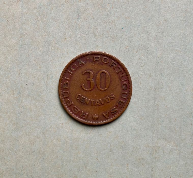 Moeda de 30 Trinta Centavos Colónia de Timor República Portuguesa 1958