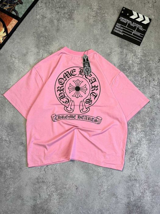 Рожева Футболка Chrome Hearts з бірками (Хром Хартс)