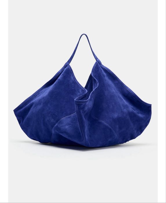 Torba skórzana zara worek kobaltowy