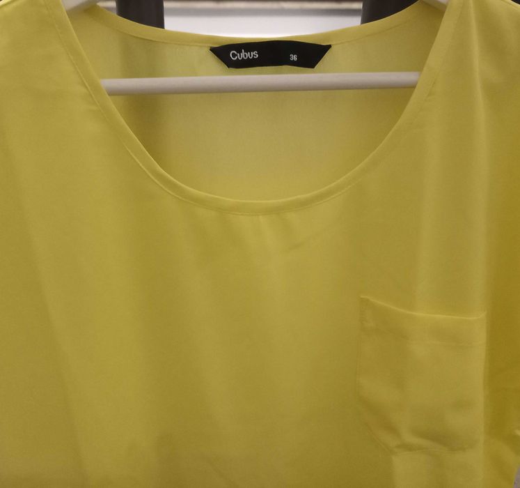 Elegancka żółta bluzka z kieszonką CUBUS 36 S