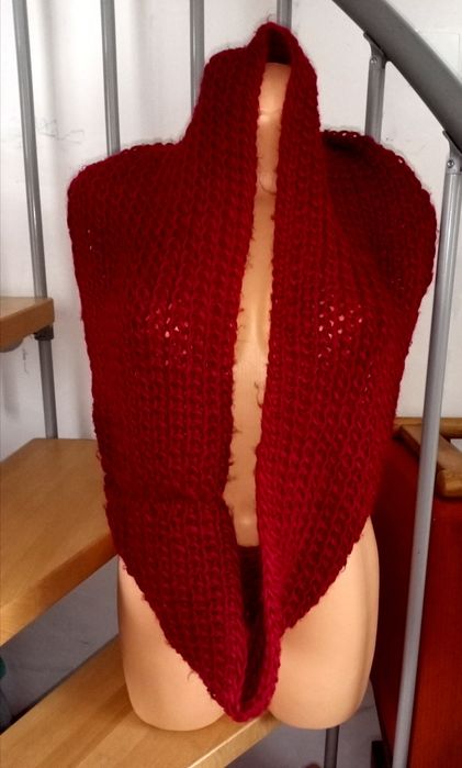 Komin dzianinowy szalik bordowy zimowy miękki i lekki