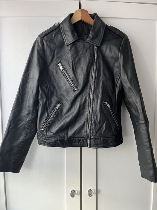 Czarna ramoneska ze skóry naturalnej S 36 NEXT