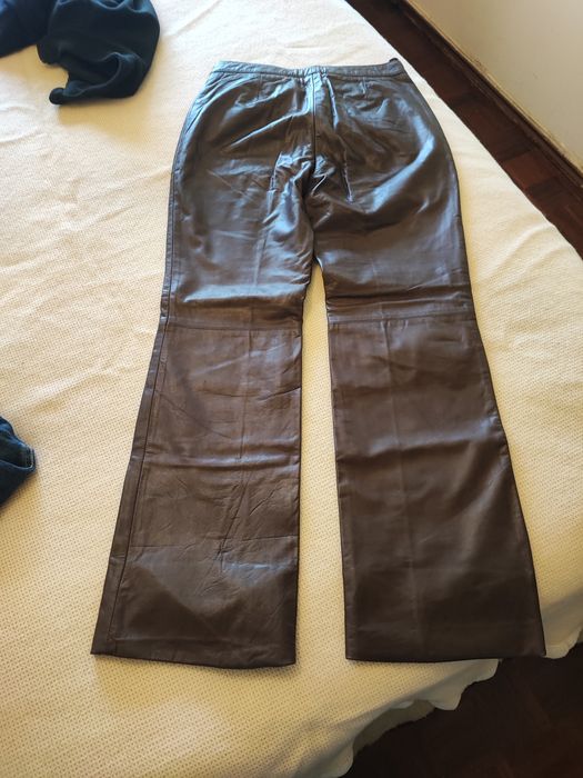 Calças em pele castanha Tintoretto