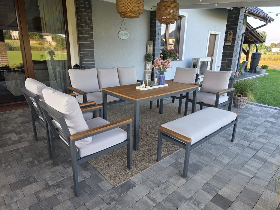 Duzy zestaw ogrodowy aluminium 10 osobowy