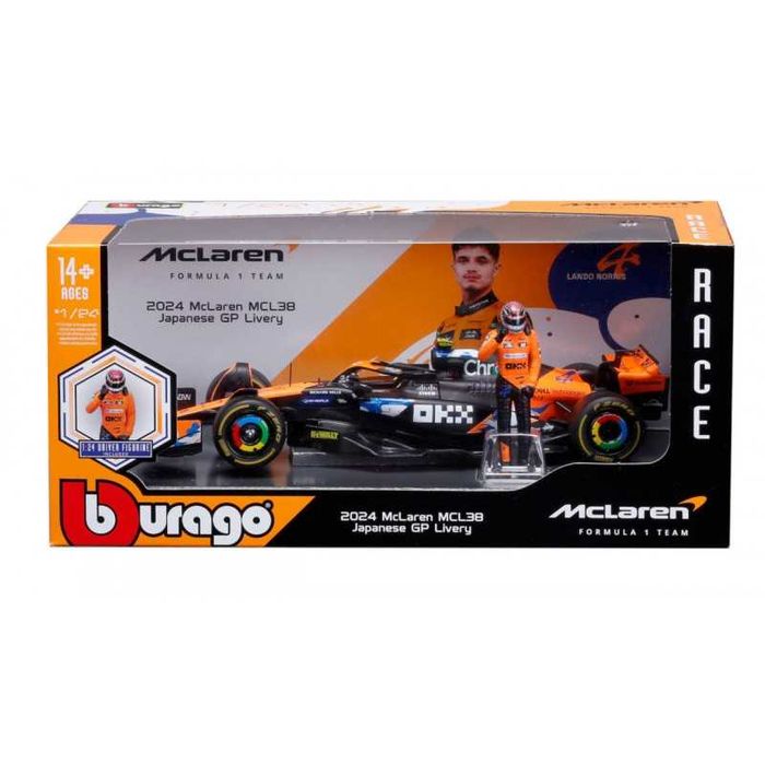 Bburago Race MCLAREN TEAM MCL38 (SUZUKA GP)2024 #4, w skali 1:24.