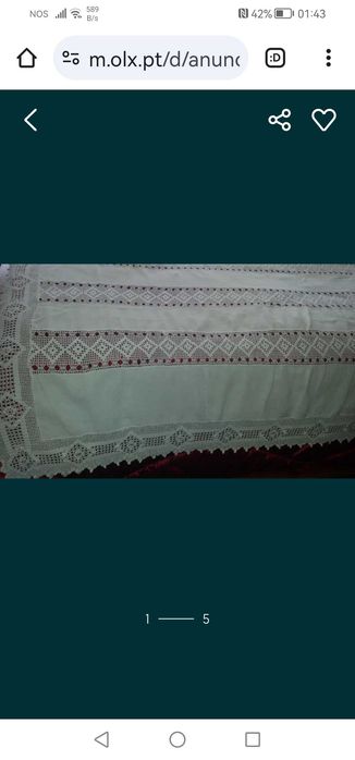 Colcha/Toalha de mesa em linho e renda croché