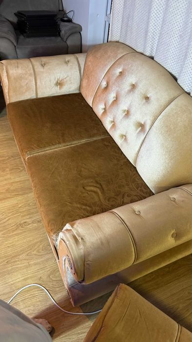 Zestaw dwóch sof barokowych welur glamour – stan bardzo dobry!