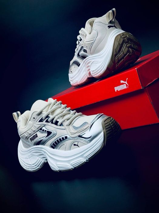 Акційна ціна жіночі кросівки Puma бежеві/високі Кроссовки пума высокие