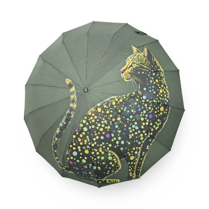 Зонт Парасолька автомат на 14 спиц 3-тройна принт Кошка "Три слона"