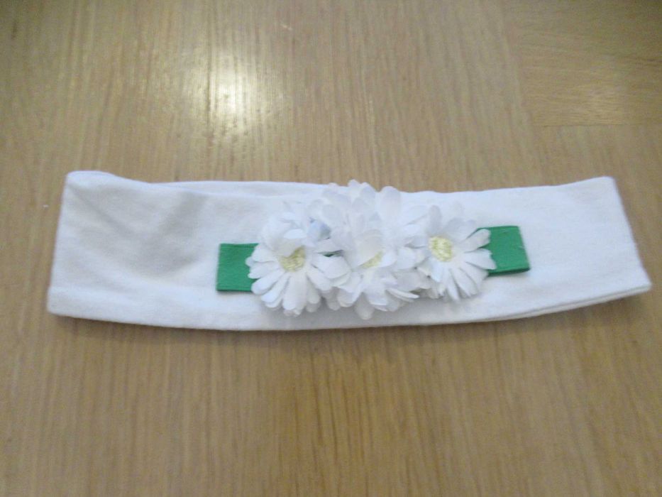 opaska biała stokrotki bawełna Wójcik