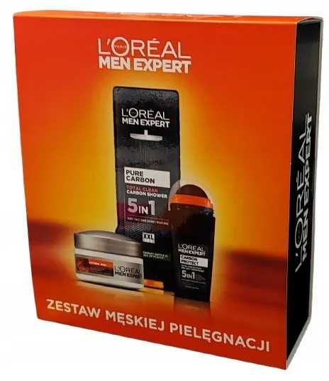 LOREAL MEN Expert zestaw świąteczny prezentowy 3w1 CARBON krem żel deo