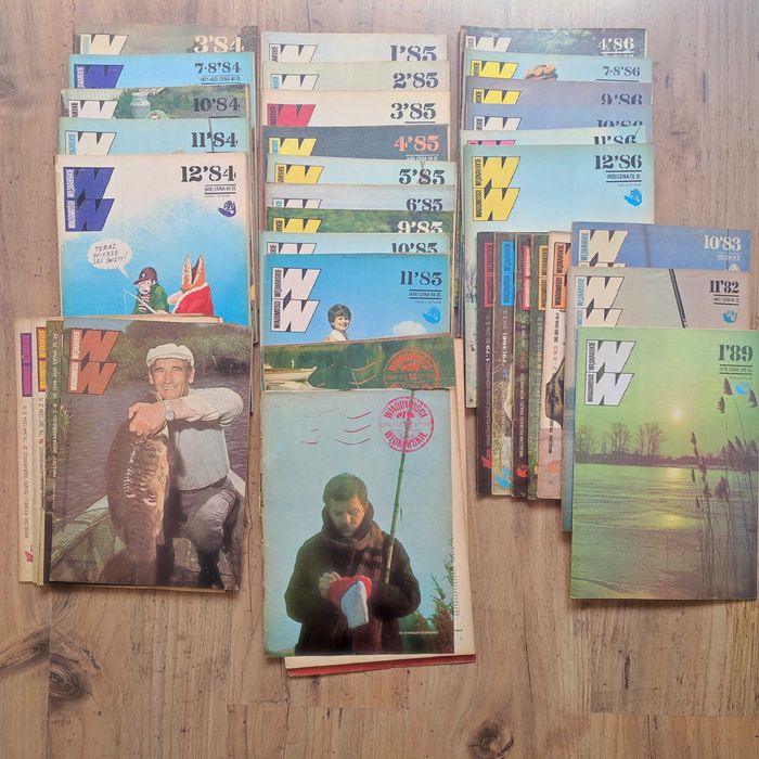 Duża paka RETRO PRL magazynów wędkarskich