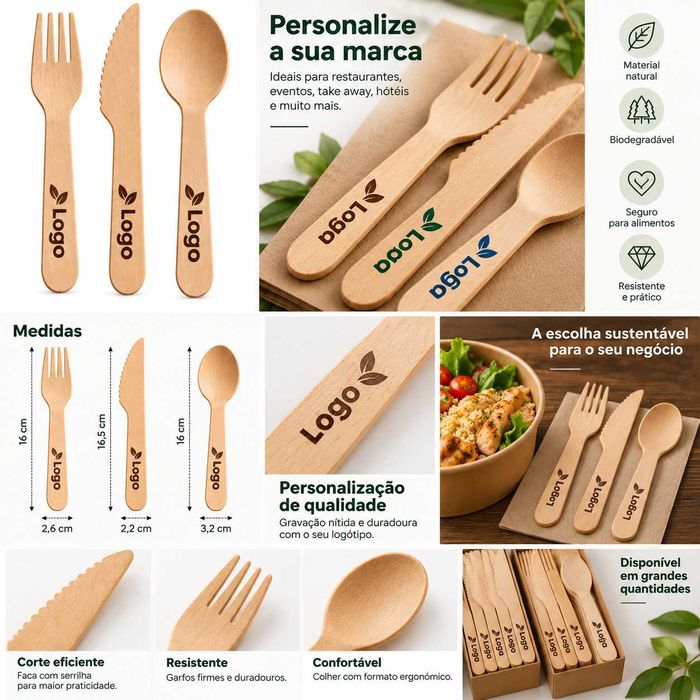 Talheres de madeira personalizados