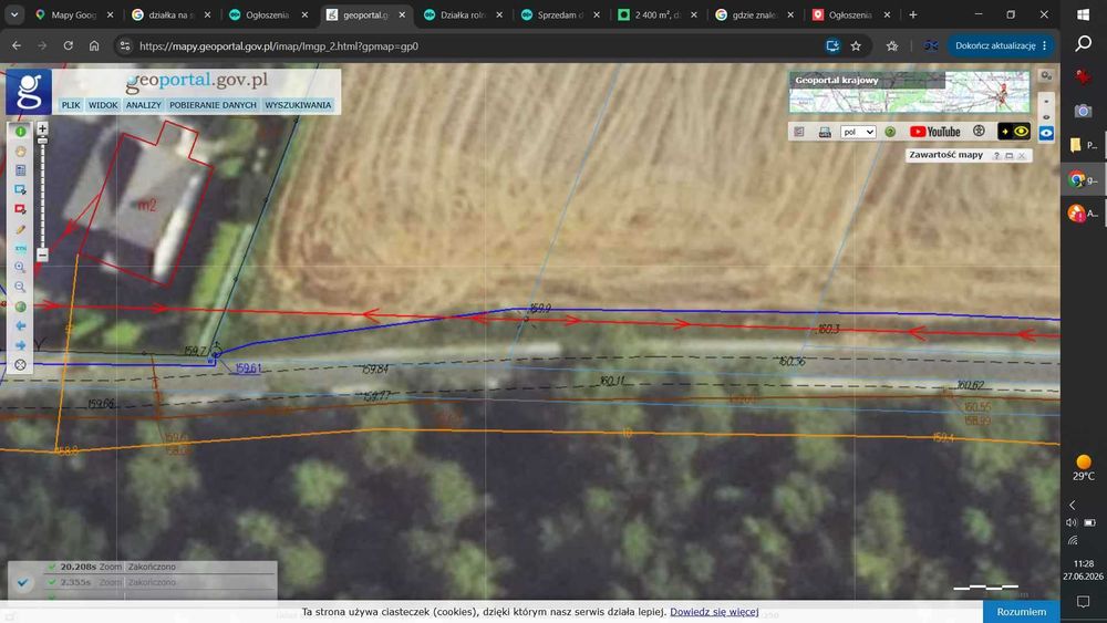 Działka rolna 5 i 6 klasy z WZ (bezterminowe) - pow. 7153m2
