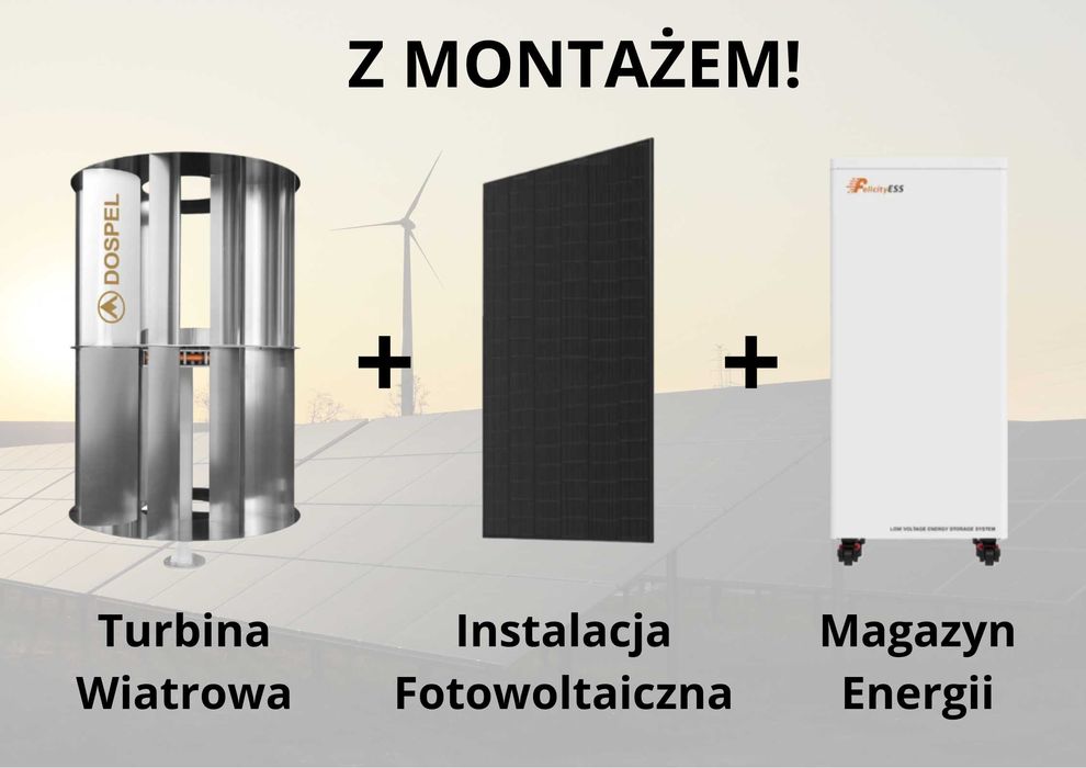 Fotowoltaika 6kW+Turbina Wiatrowa 6kW+Mag.Energii 15kWh+MONTAŻ DOTACJA
