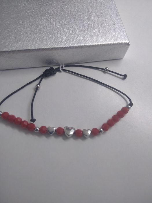 Bransoletka na sznurku z koralikami srebro 925   246