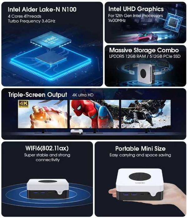 Mini-PC LarkBox X Intel N100, 12th Gen, 15W, 12GB – 512GB64730147862274121