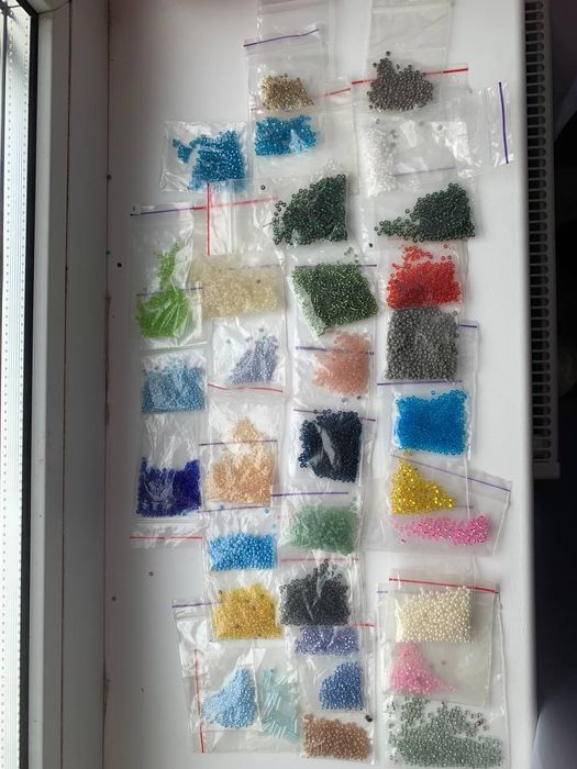 Комірки бутерброд чеського  бісеру, рубка + залишки бісеру