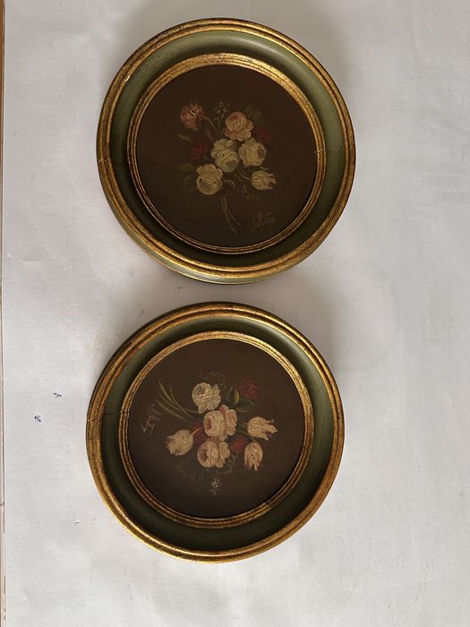 Quadros a óleo sobre placa metálica