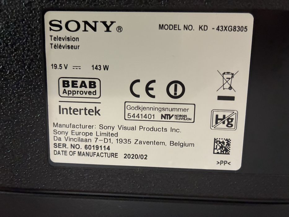 Telewizor Sony Bravia  KD-43XG8305