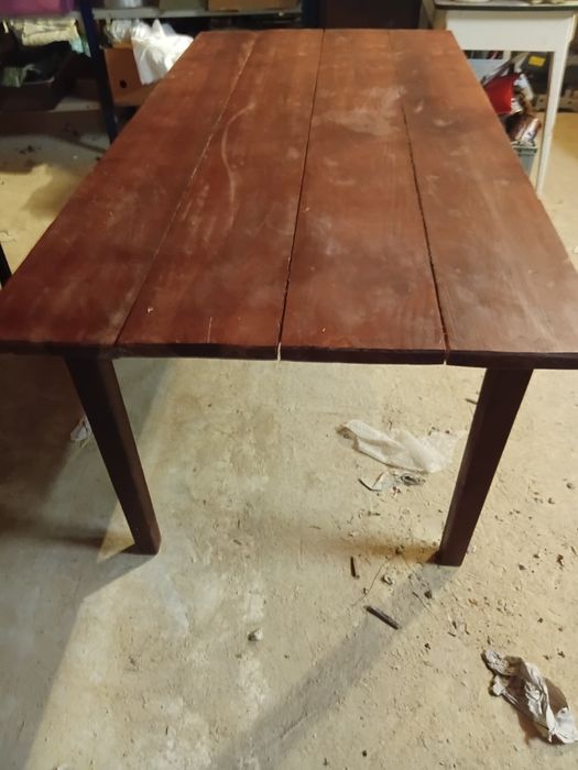 Mesa rústica madeira maciça com 1.60 X 0.80 + 2 bancos com 1.60 conj