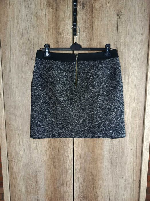 Marc O’Polo spódnica wełniana czarno-szara mini z kieszeniami 40 L